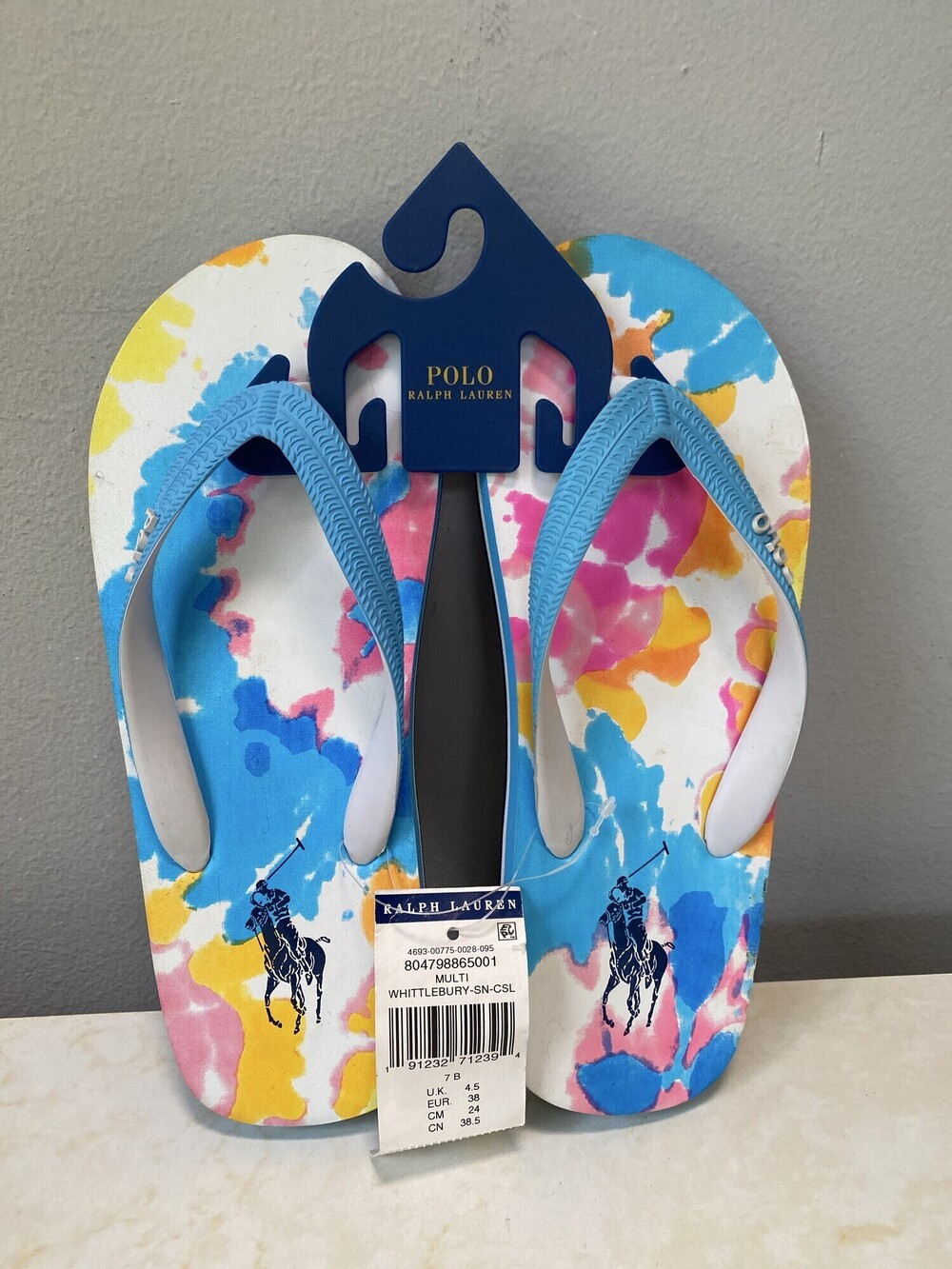 New Polo Ralph Lauren Women's Tie Dye Flip Flops Size 7B NWT